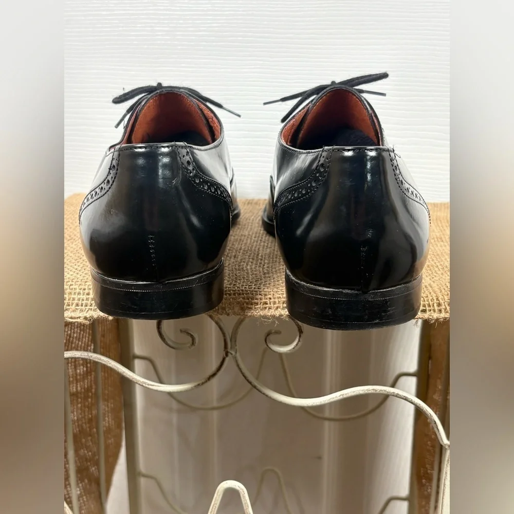 Brass Boot Italian Made Black Paten Leather Cap Toe Oxford Dress Shoes Size 10